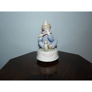 Child in Clown Costume Playing Flute Musicbox